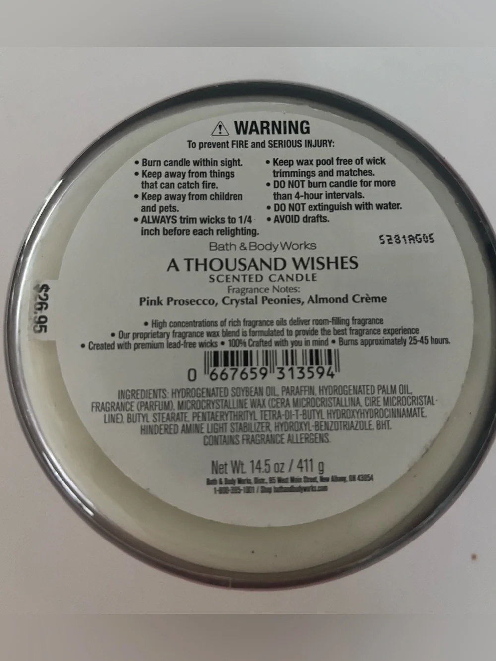 Bath & Body Works Pink A Thousand Wishes Decorative Candle Jar
